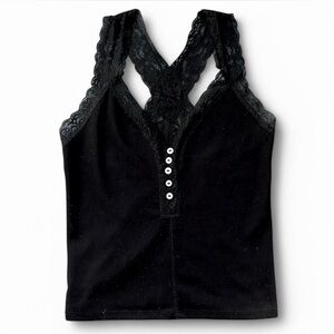 y2k lace halter button down tank top
